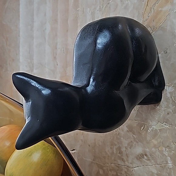 Vintage Black Cat Figurine Paperweight Bookend Doorstop in Heavy Resin 9" 2.4lb - Picture 4 of 11
